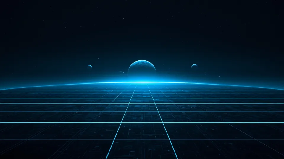 sci-fi horizon with neon planets